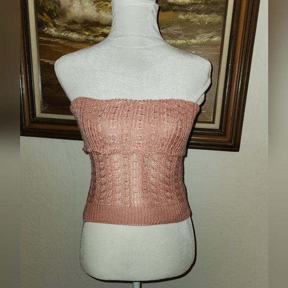 Vintage 1950s 1960s Pink Knit Halter Tube Top by Ben Goodman - Picture 1 of 13